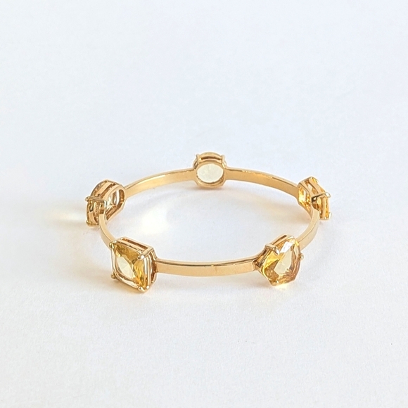 Kate Spade Vegas Jewels Chunky Basket Setting Bangle Bracelet Gold Citrine Hue - Picture 4 of 11